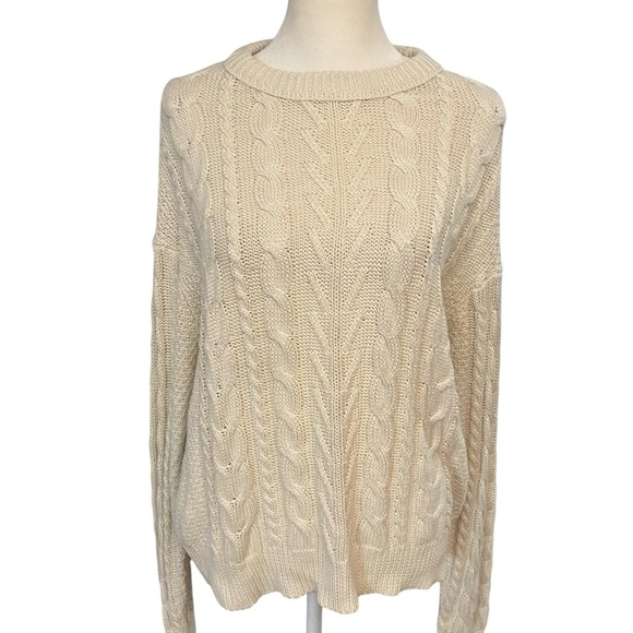 Pull & Bear Women’s Cable Knit Cream Sweater Size M Classic Casual Medium Weight - Picture 9 of 12